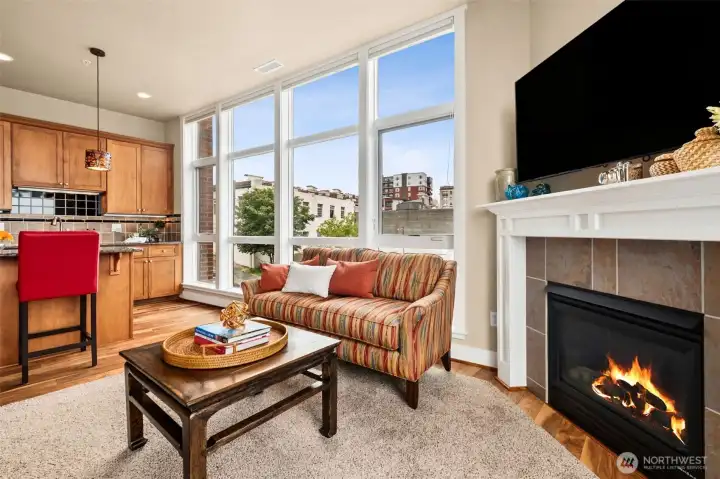 The gas fireplae in the corner can easily provide warmth in the colder months, and added ambiance!