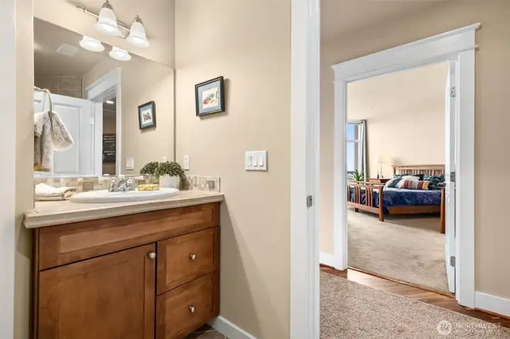 The second bathroom along the hallway is shown here.