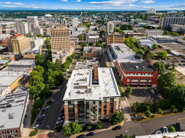 Another aerial view of the Roberson and surrounding neighborhood.