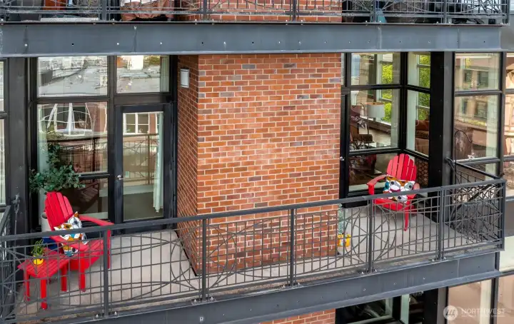 Here you can see the two decks of #505 adjoined along the Market Street side of your new home.