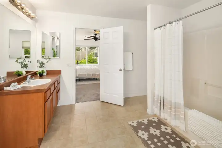 Large Tub/Shower and room for storage