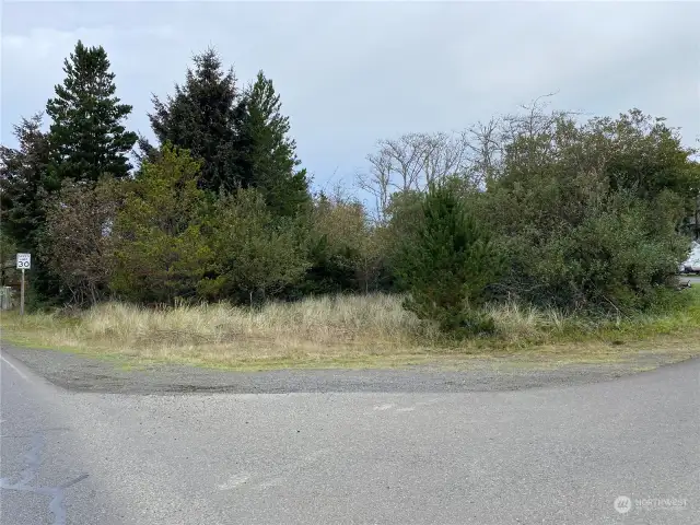 From the ground, looking north toward the property