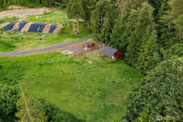 Barn and tack shed with a pasture for your four-legged friends.