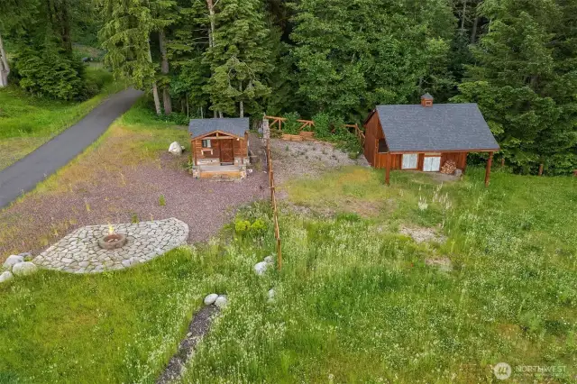 Fire pit and patio to enjoy while you are building your luxury custom home.