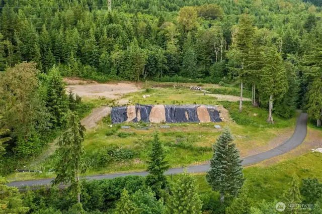 Looking south at the property, you have two building sites on the top of the hill, which is ideal for a home and shop