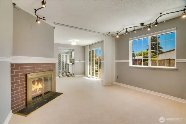 Family room area as 2nd fireplace is wood burning and