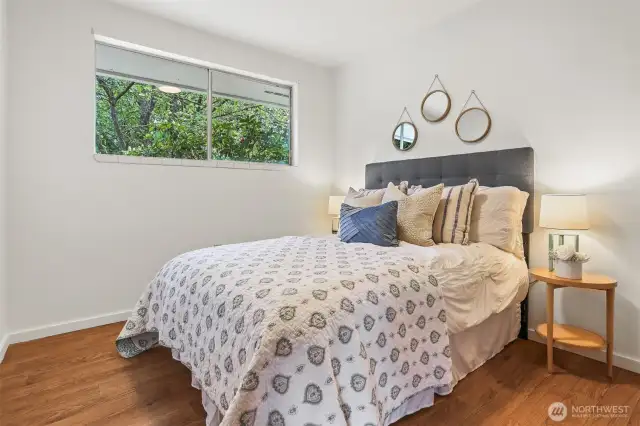 Bedroom will support a queen sized bed.  This is a full size.