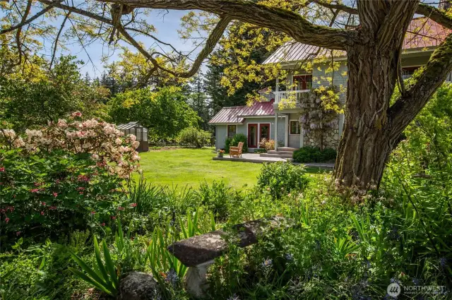 A glimpse from within the fenced flower garden