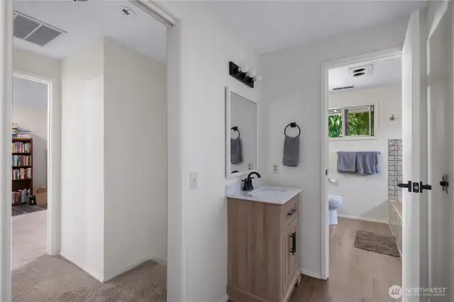 2 sinks in the multi room bath.