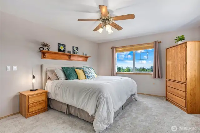 Huge Pirmary with walk-in closet, Views of the Olympics and bay, and remodeled en-suite bathroom.