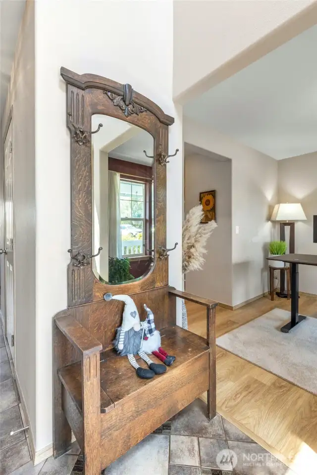 Tall entryway with large windows and an abundance of light!