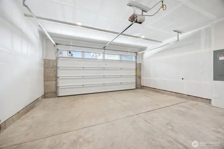 2-car side by side garage with EV charging and wifi garage door opener