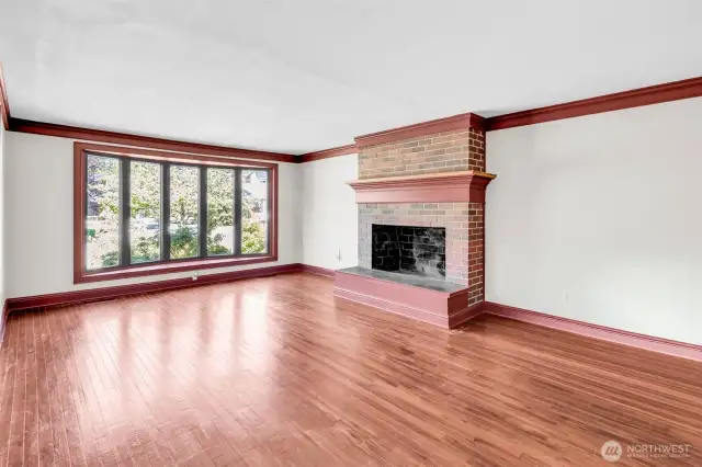 Large front room with fireplace