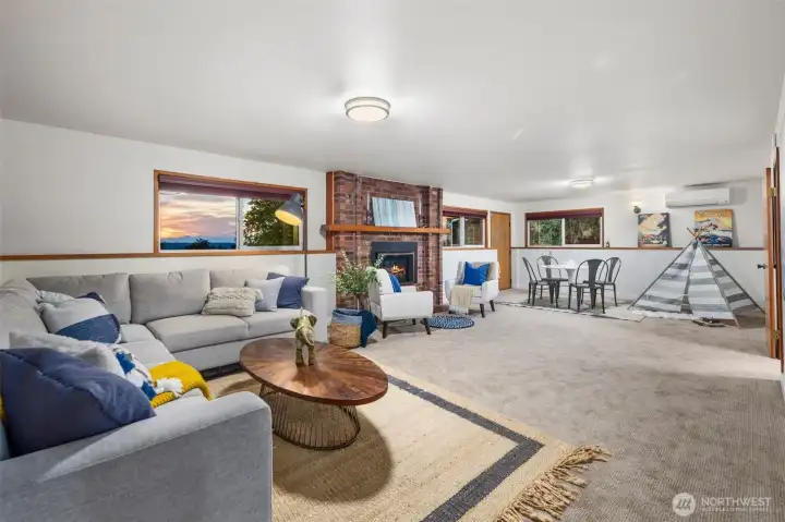 The lower level is huge, gas fireplace, separate entrance.