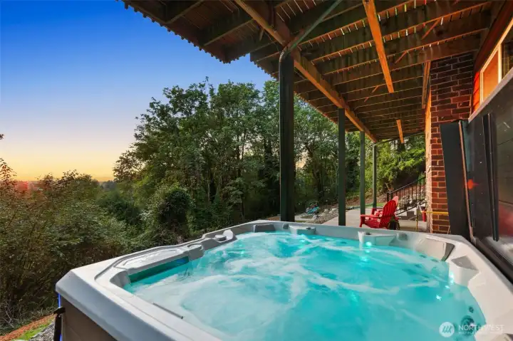 Hot tub ready patio with sunset views.