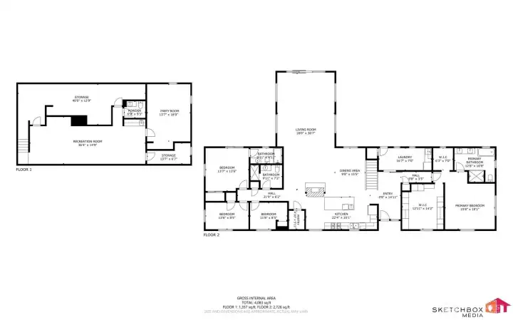Floor plan of main floor and basement - 640 SF not shown