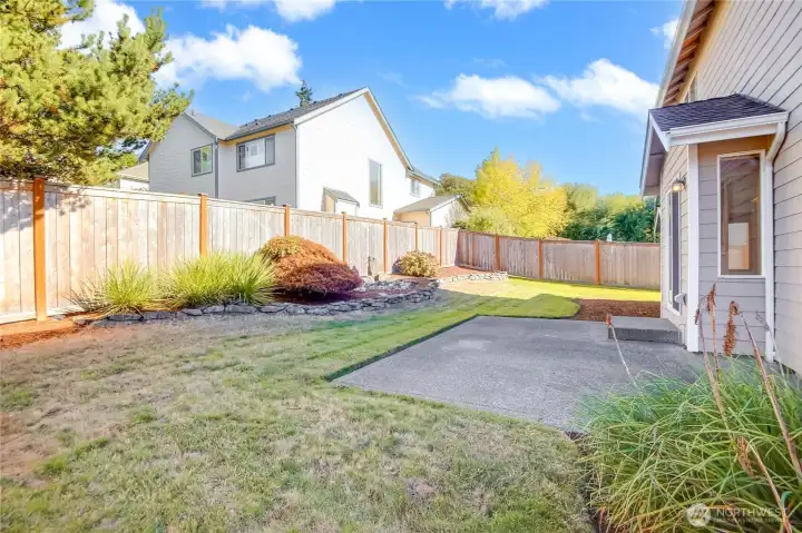 Backyard with water feature.