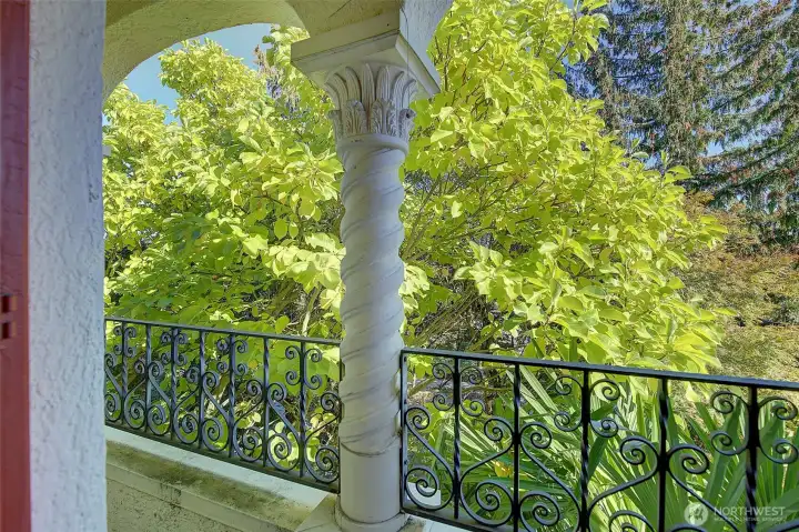 Juliet balcony and view.