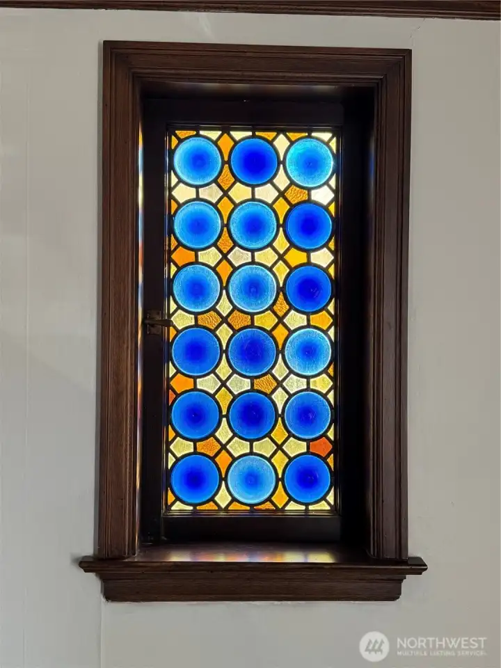 Just one of two beautiful leaded/stain glass window