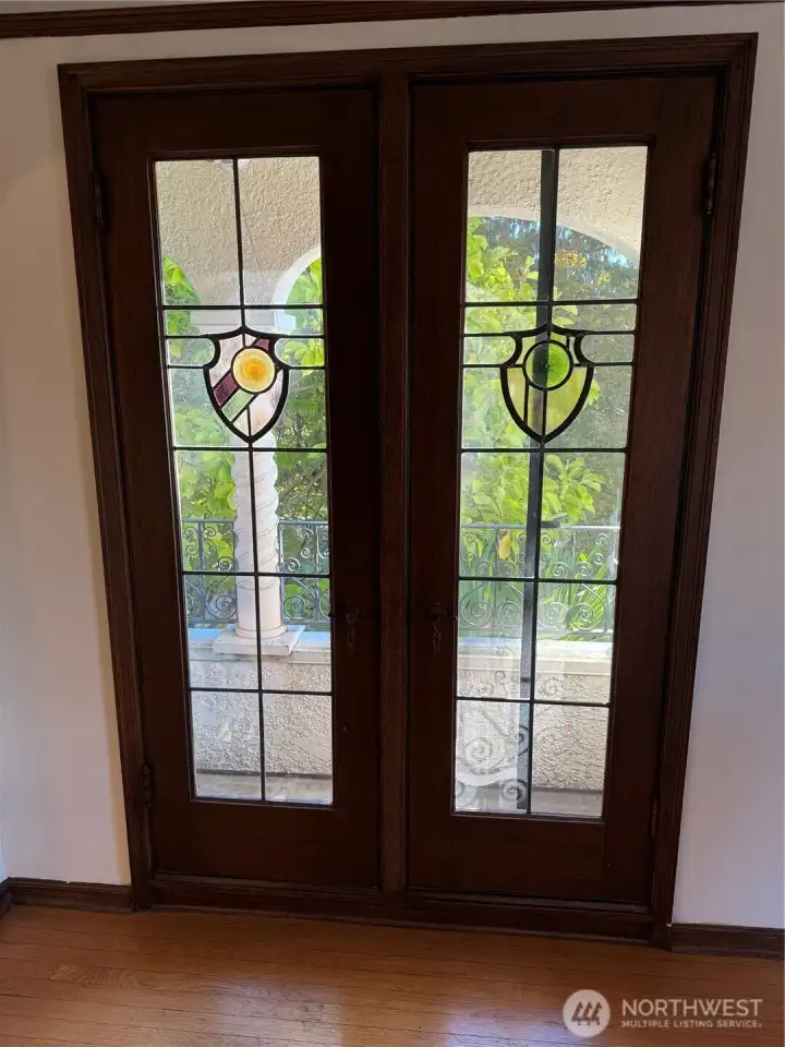 Lovely leaded glass doors to Juliet balcony.