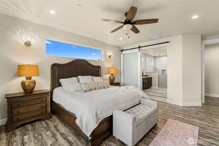 primary bedroom and bath entry