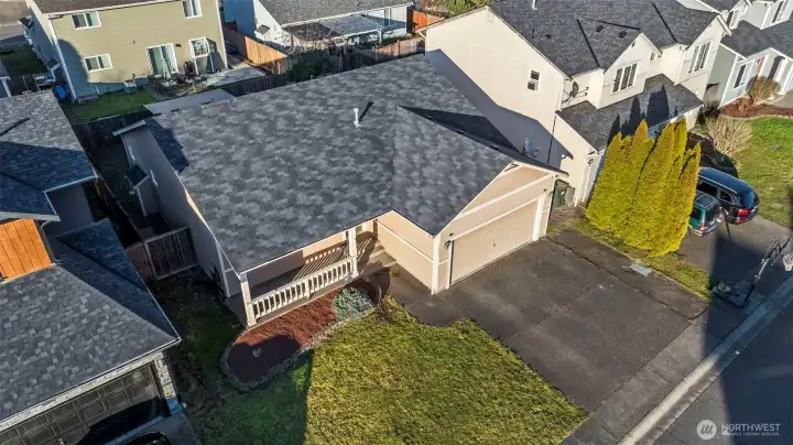 aerial of the front of the house