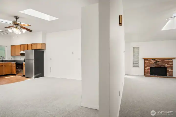 Split shot of both living areas