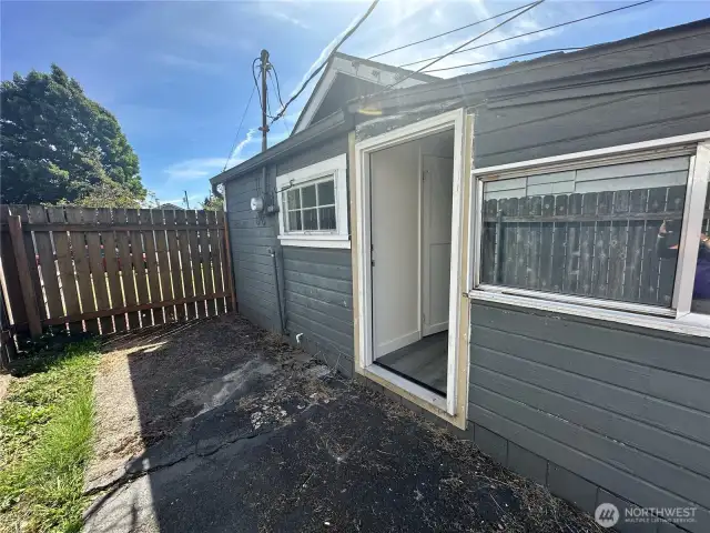 Back door area fenced.