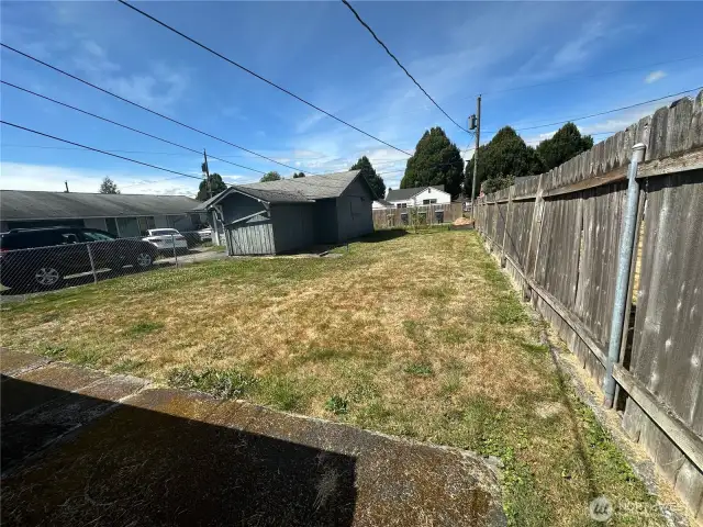 Level Fenced in back yard.