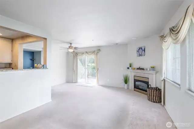 Living Room opens to kitchen & dining room