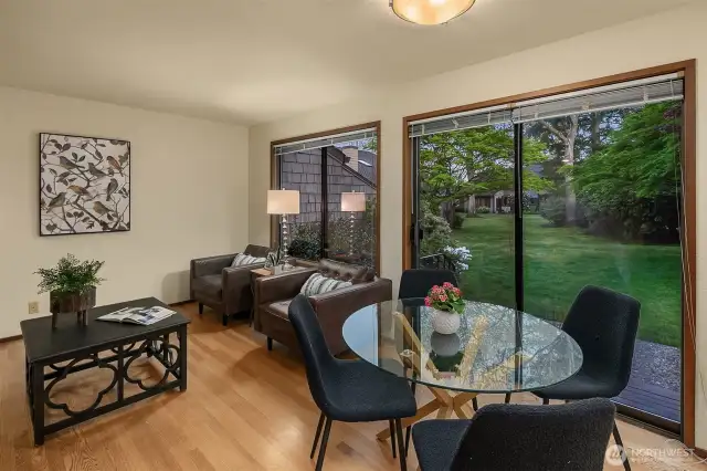 Hardwood floors add an elegant touch.