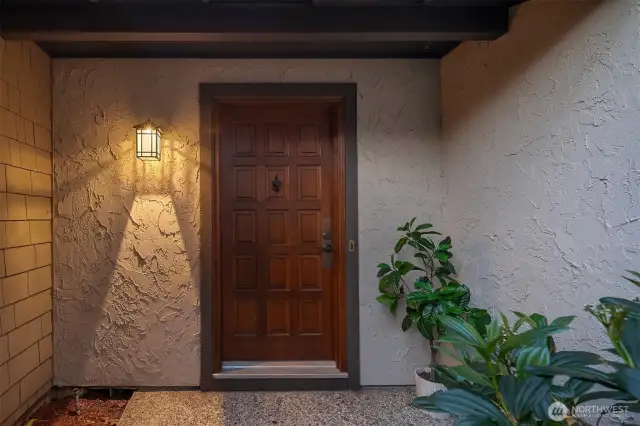 The front door is welcoming yet private and cannot be seen from the street.