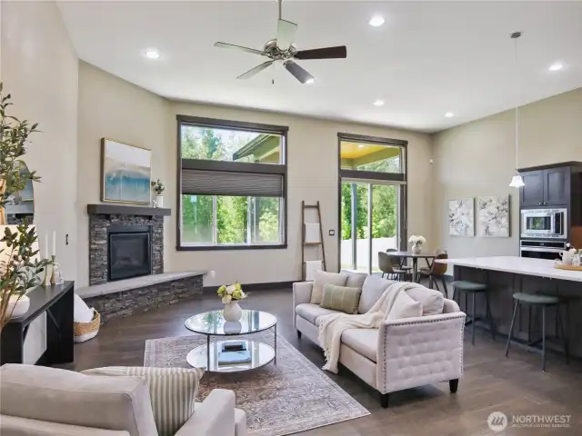 Note the well placed can lights, and the gas fireplace. This home also features a heatpump that keeps the home eficiently comfortable with heat and AC.
