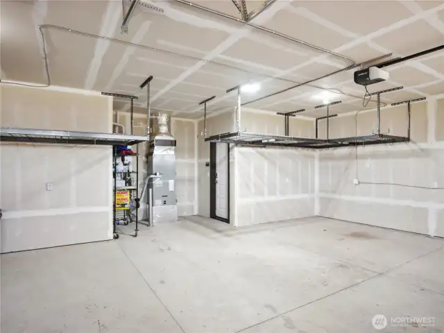 Heavy duty storage racks to maximize storage space.