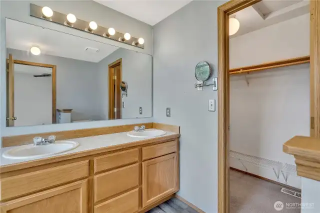 Off the primary bathroom is one of the two walk-in closets! What a nice addition and rare too!