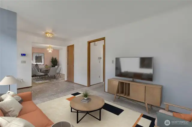 Here's the view from the living room into the large formal dining room.