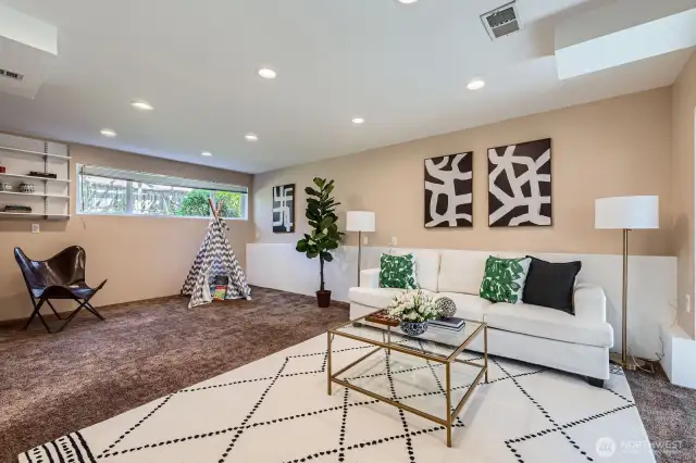 Spacious Rec Room with slider to backyard patio