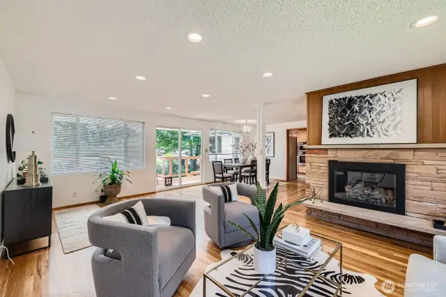 Living Room features hardwoods and cozy gas fireplace