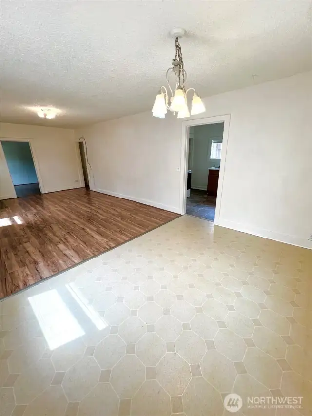 Dining area facing living area