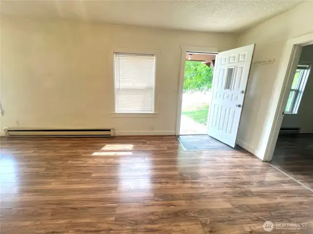 Living room, facing front door entry