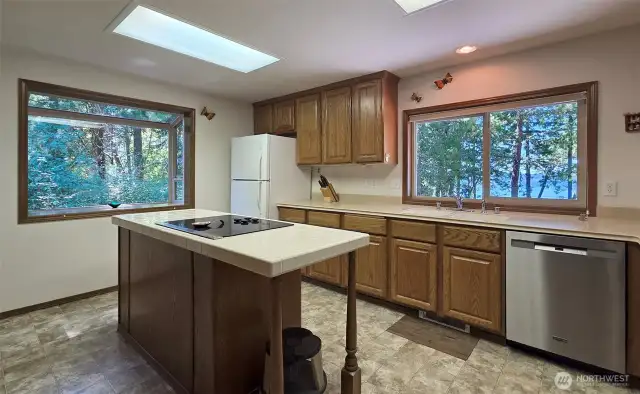 Kitchen with view west