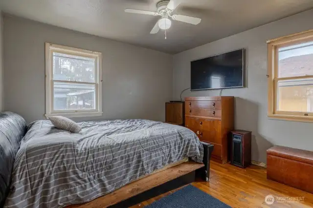 The primary bedroom is conveniently located adjacent to the main floor bathroom.