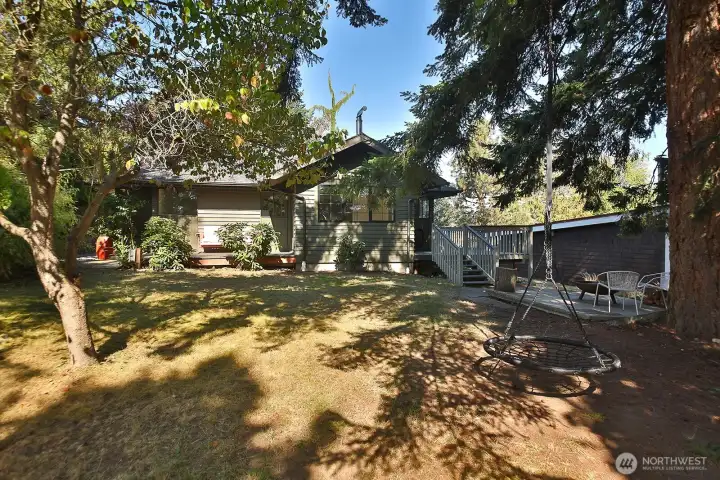 Lots of room to garden! Apple and plum trees, too.