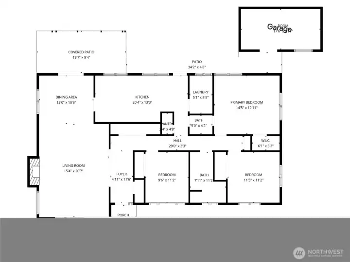 Floor plan. DADU not pictured, sits on over side of garage. Floor plan. DADU not pictured, sits on over side of garage.