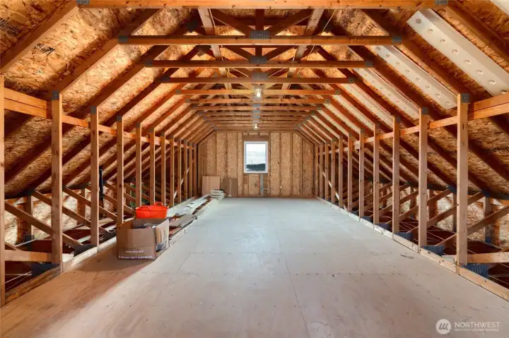 Unfinished space above garage—great for ADU, art studio, or gym.