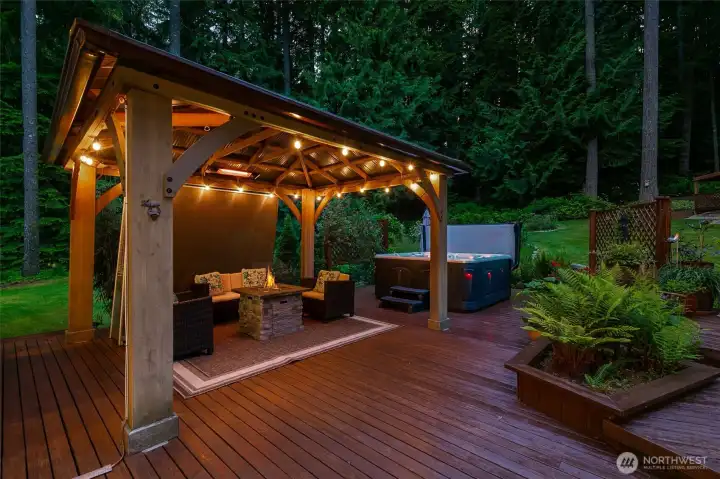 Gazebo with heaters and lights