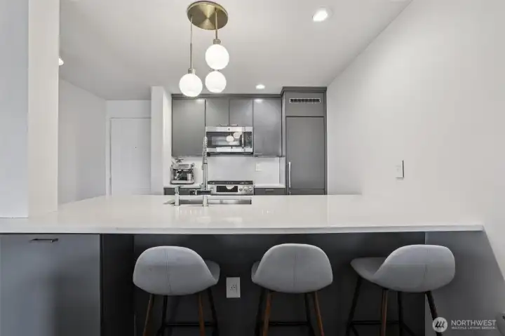 Bar seats are great for breakfast on the go or leisurely nights in.