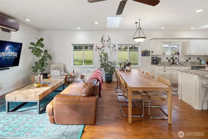 Open concept living and dining room