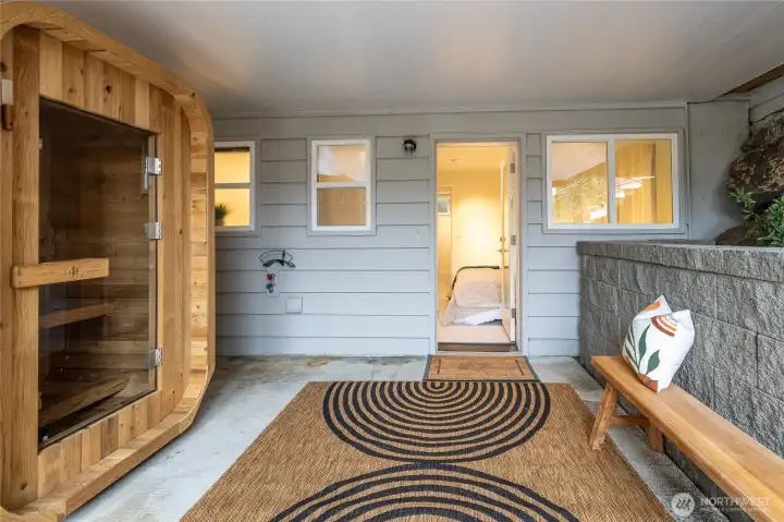 New sauna off guest bedroom conveys. New sauna off guest bedroom conveys.