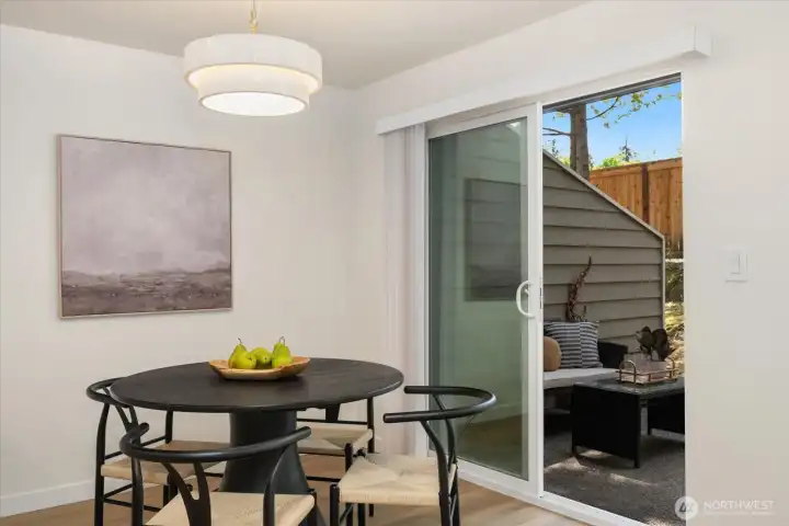 Designed for easy entertaining, with dining that flows naturally to the private patio beyond.